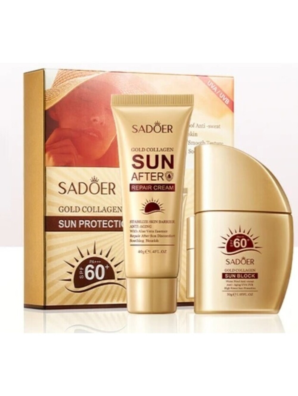 SADOER Gold Collagen Sun Protection & Repair Kit SPF60+ NEW Sealed